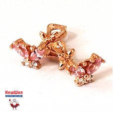 Золоті сережки з цирконієм "Рожеві метелики"